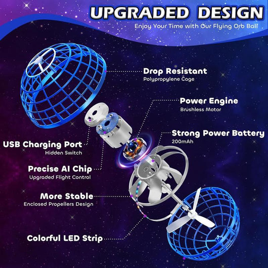 Cosmic Fly Ball - Boomerang Hover & Galaxy Spin Effect Drone Toy